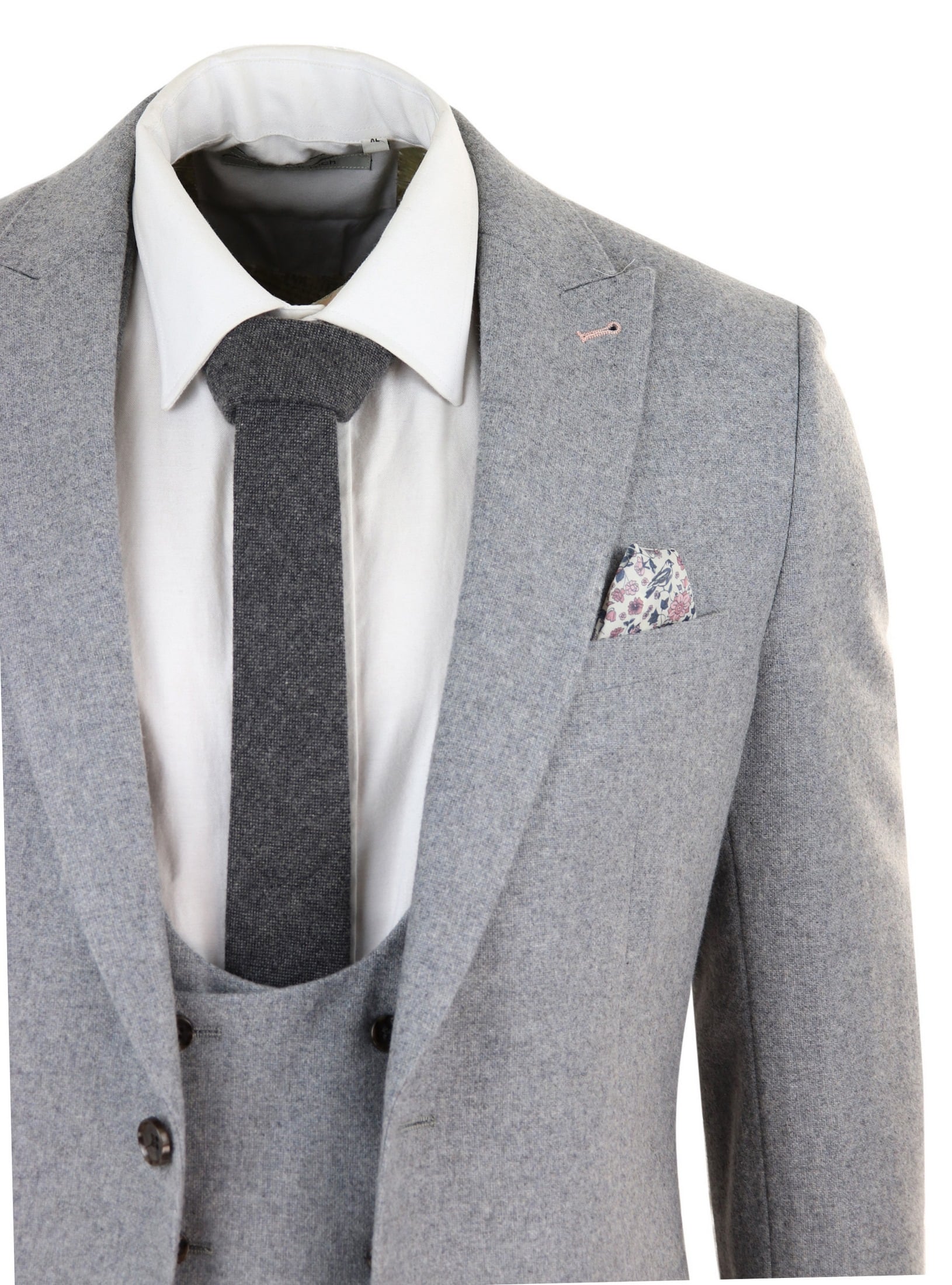 Terno masculino cinza de lã, 3 peças