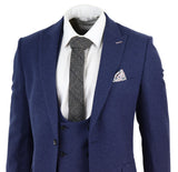 Terno masculino azul-marinho de 3 peças em lã