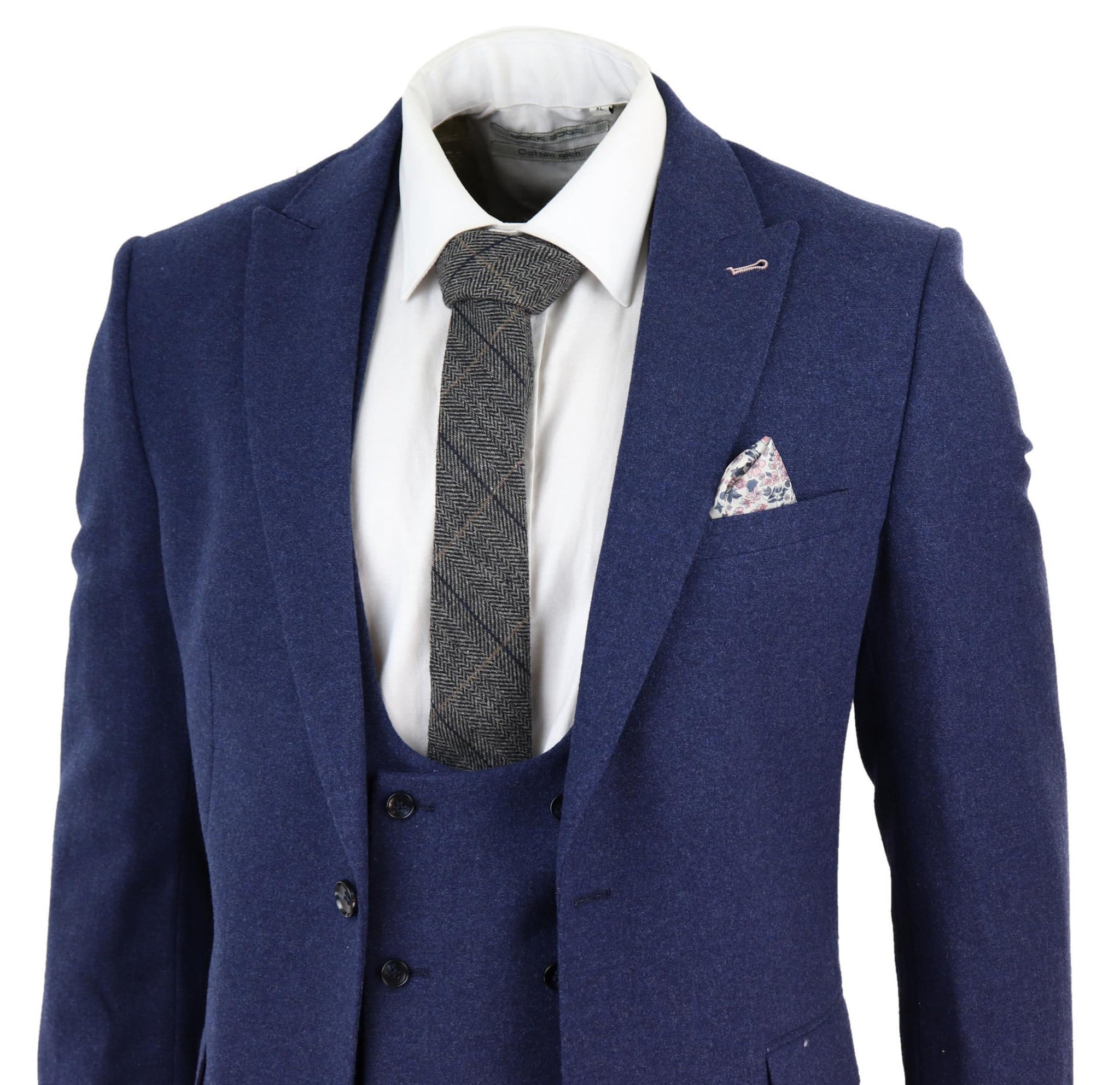 Terno masculino azul-marinho de 3 peças em lã