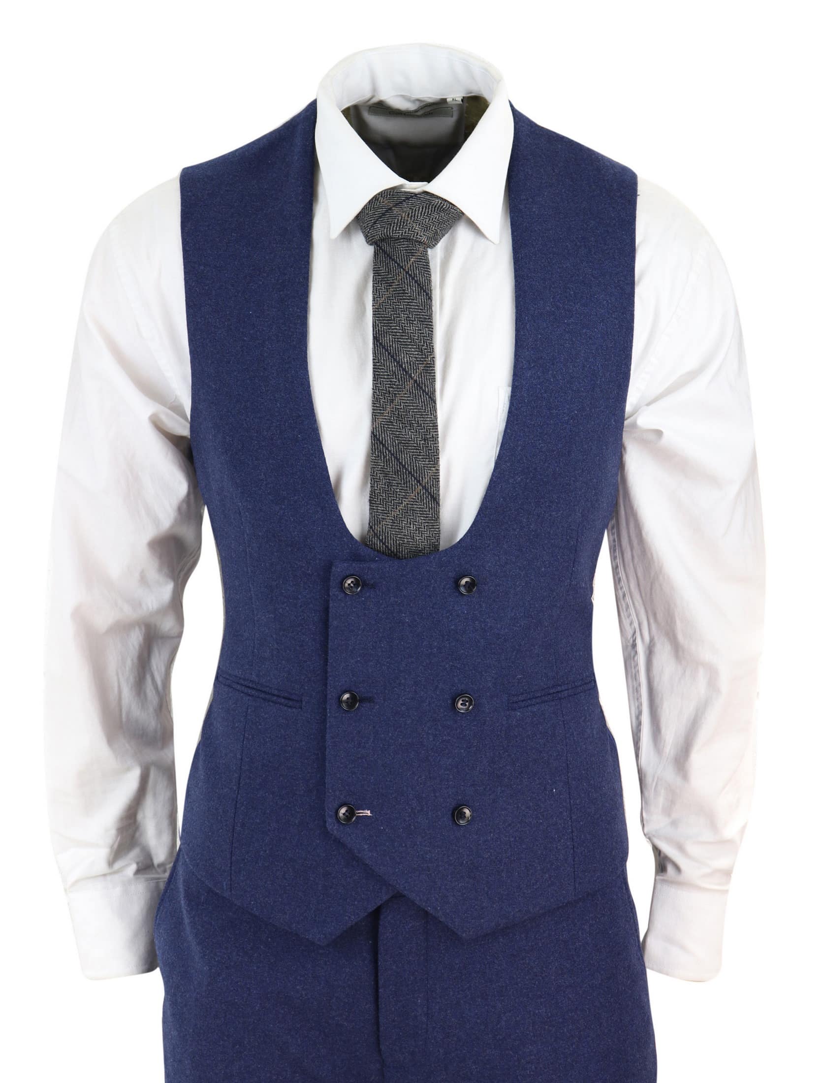 Terno masculino azul-marinho de 3 peças em lã