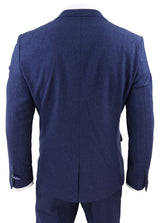 Terno masculino azul-marinho de 3 peças em lã