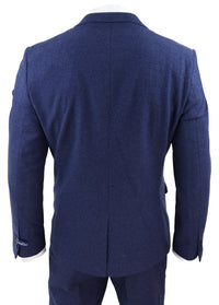 Terno masculino azul-marinho de 3 peças em lã