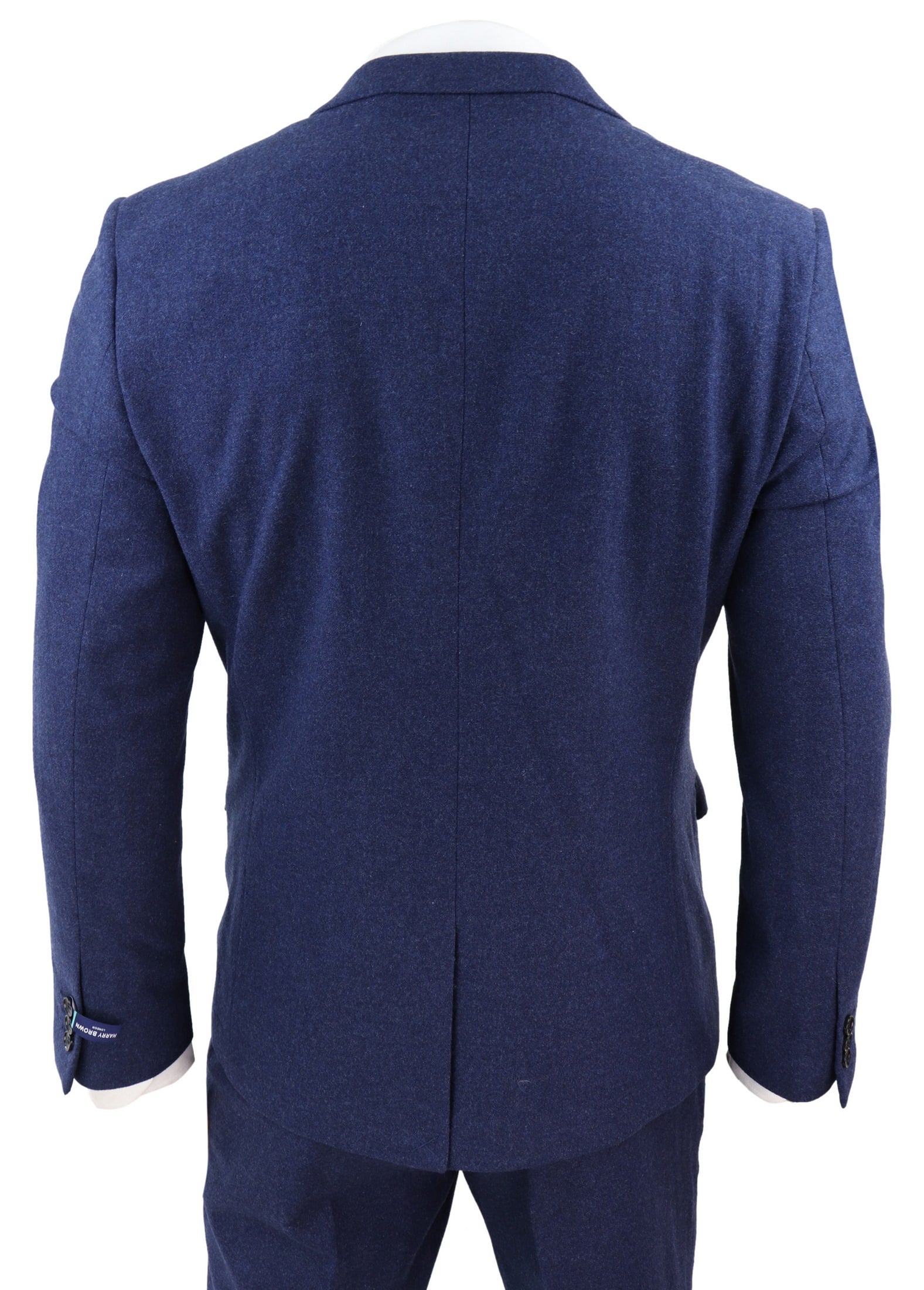 Terno masculino azul-marinho de 3 peças em lã