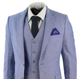 Terno masculino azul de linho de 3 peças