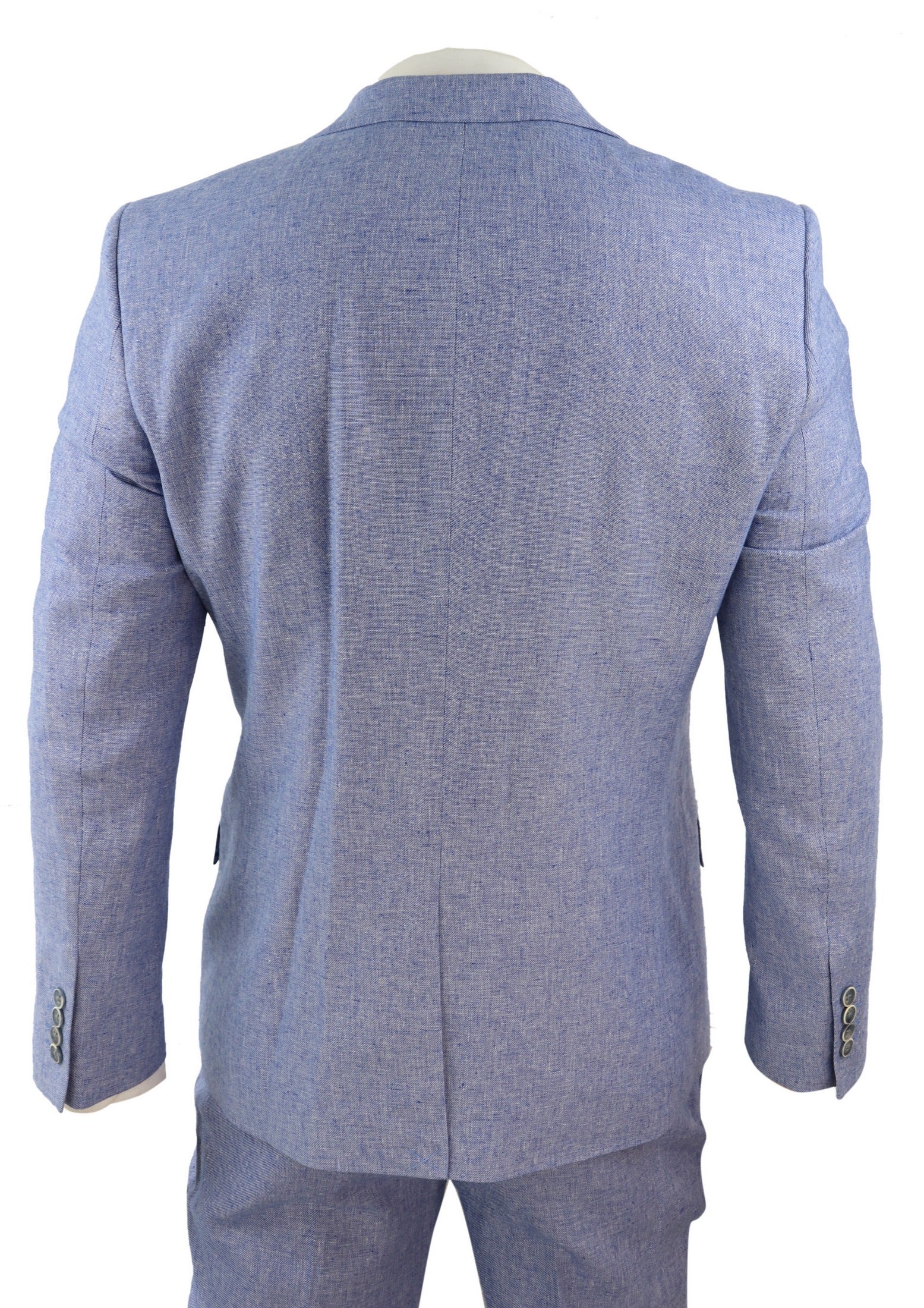 Terno masculino azul de linho de 3 peças