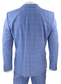 Terno masculino de linho azul claro de 3 peças