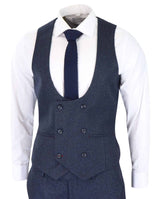 Terno masculino de três peças xadrez azul marinho