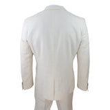 Terno masculino de linho de 3 peças, respirável, para casamento, em algodão, nas cores creme e bege.