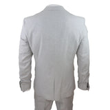 Terno masculino de linho de 3 peças, respirável, para casamento, em algodão cinza claro.