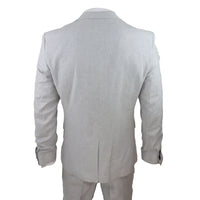 Terno masculino de linho de 3 peças, respirável, para casamento, em algodão cinza claro.