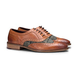 Sapatos masculinos vintage em couro legítimo, estilo brogue, década de 1920, em camurça e tweed, com cadarço, elegantes e formais.