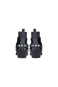 Botas de cowboy masculinas em couro legítimo com corrente.