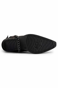 Botas de cowboy masculinas em couro legítimo com corrente.