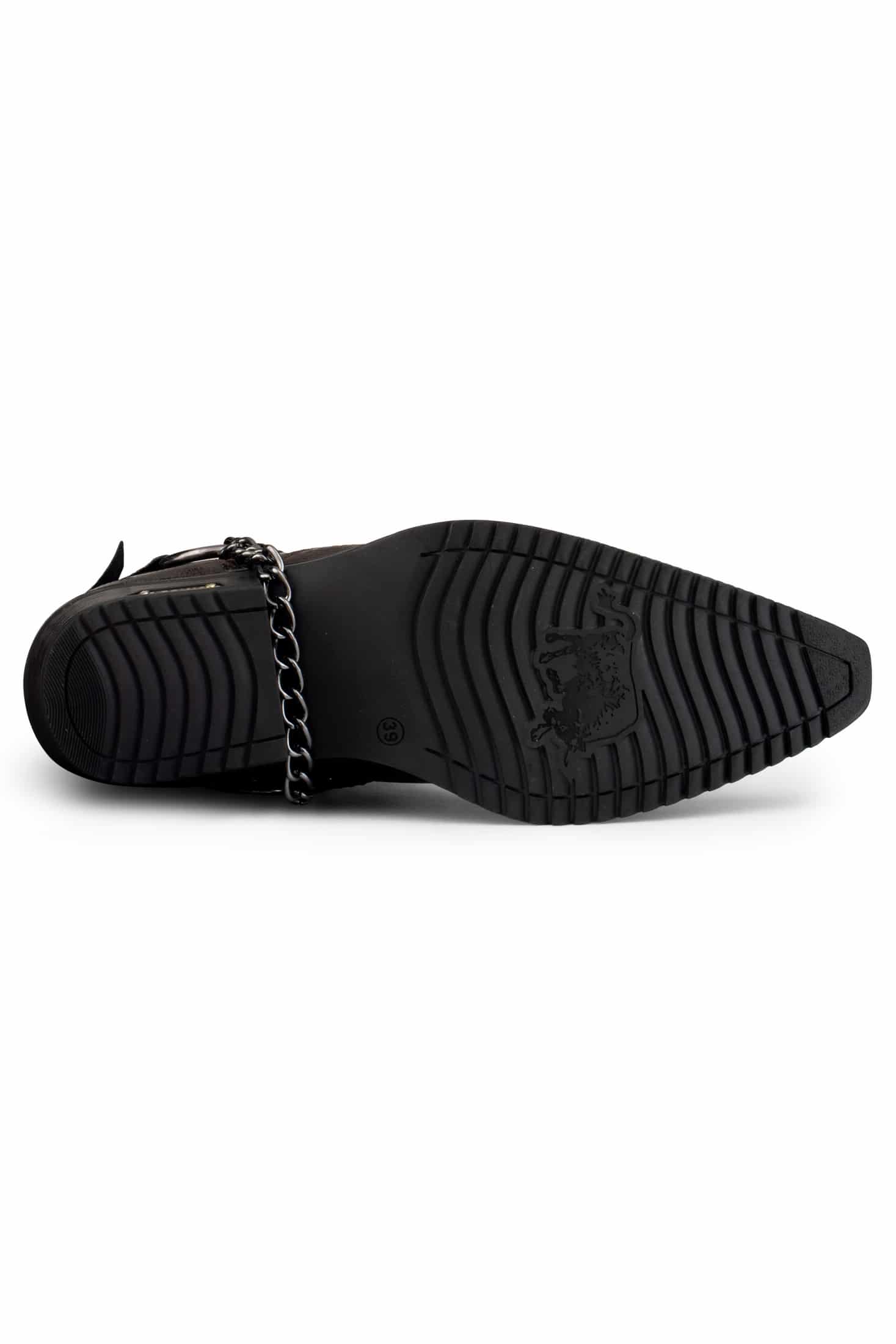 Botas de cowboy masculinas em couro legítimo com corrente.