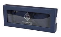 Conjunto de presente com gravata Paisley azul-marinho, lenço de bolso, abotoaduras e gravata floral em cetim.