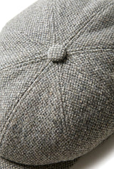 Boné Baker Boy de 8 painéis, modelo Shelby, em lã tweed, clássico, cinza claro, com lâmina.