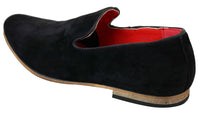 Mocassins masculinos de camurça sintética preta, estilo casual elegante.