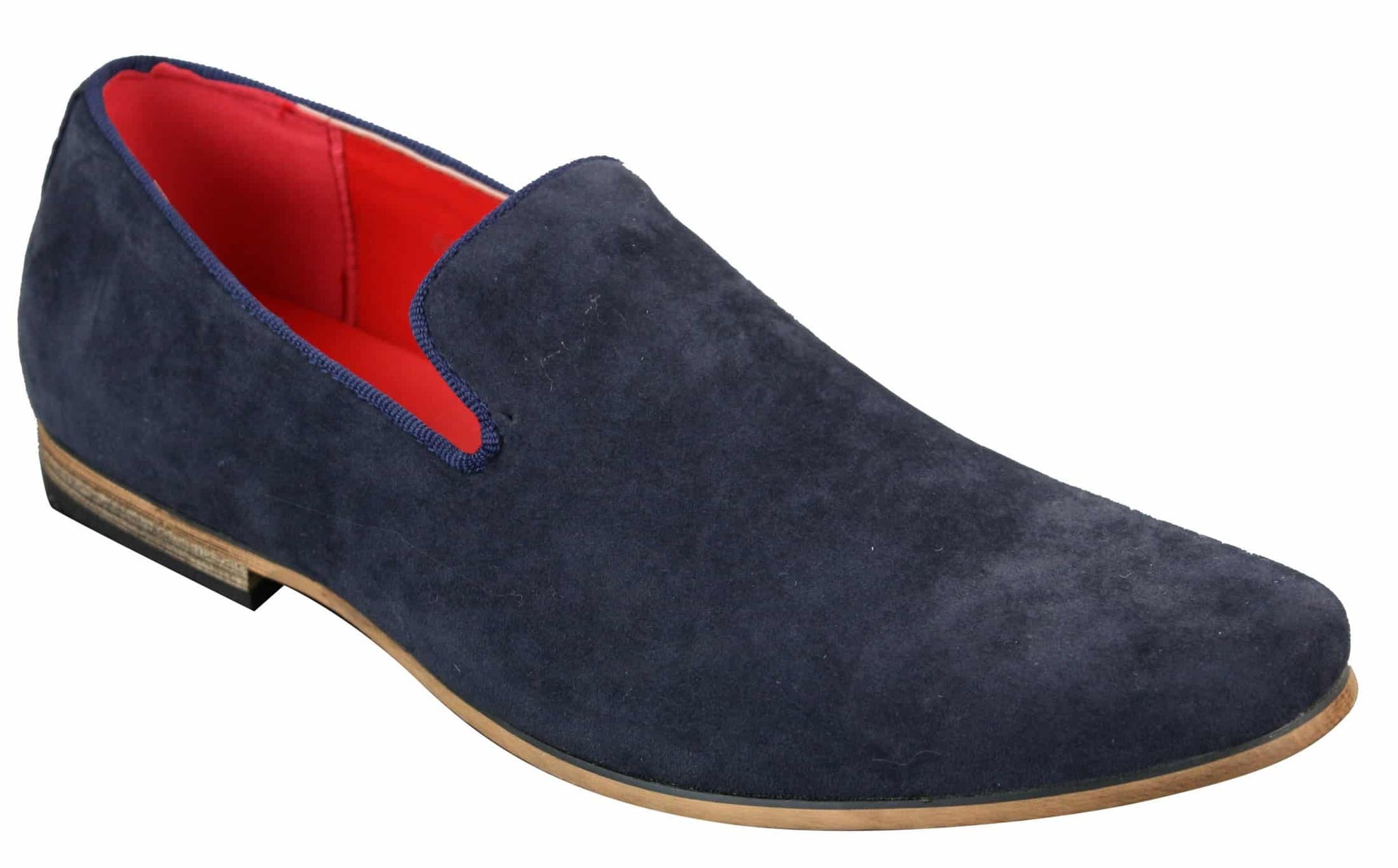Sapatos masculinos de camurça PU, estilo mocassim, azuis, casuais e elegantes.