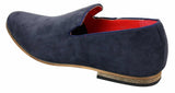 Sapatos masculinos de camurça PU, estilo mocassim, azuis, casuais e elegantes.