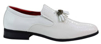 Sapatos masculinos de couro PU estilo pele de cobra branca