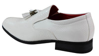 Sapatos masculinos de couro PU estilo pele de cobra branca