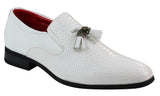 Sapatos masculinos de couro PU estilo pele de cobra branca
