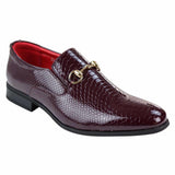 Sapatos masculinos de couro PU com estampa de cobra - Vinho