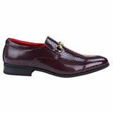 Sapatos masculinos de couro PU com estampa de cobra - Vinho