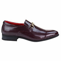 Sapatos masculinos de couro PU com estampa de cobra - Vinho