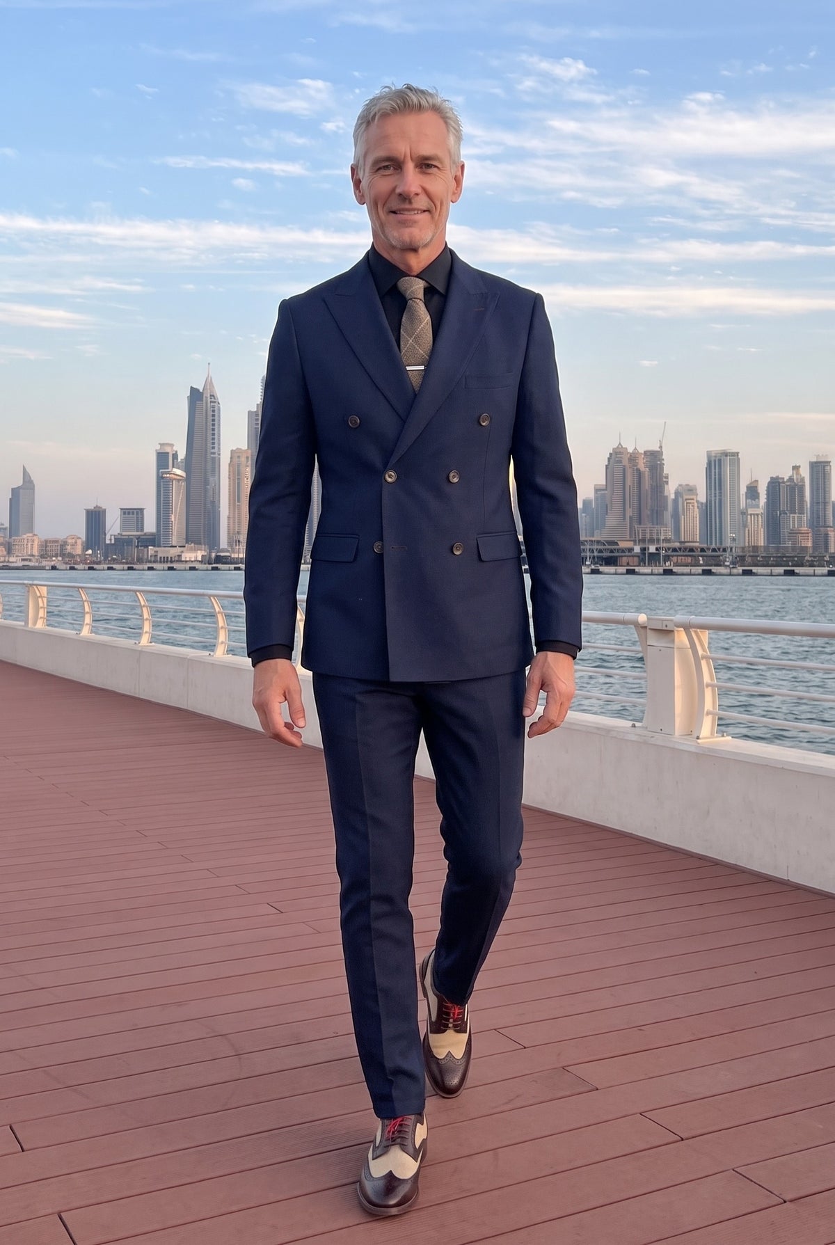 Look #638 styled with Mayfair - Terno masculino azul-marinho de duas peças com abotoamento duplo