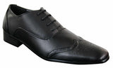 Gio Gino 907001 Sapato Brogue Masculino Preto Elegante em Couro PU com Cadarço, Estilo Clássico Italiano Gatsby