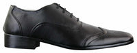 Gio Gino 907001 Sapato Brogue Masculino Preto Elegante em Couro PU com Cadarço, Estilo Clássico Italiano Gatsby
