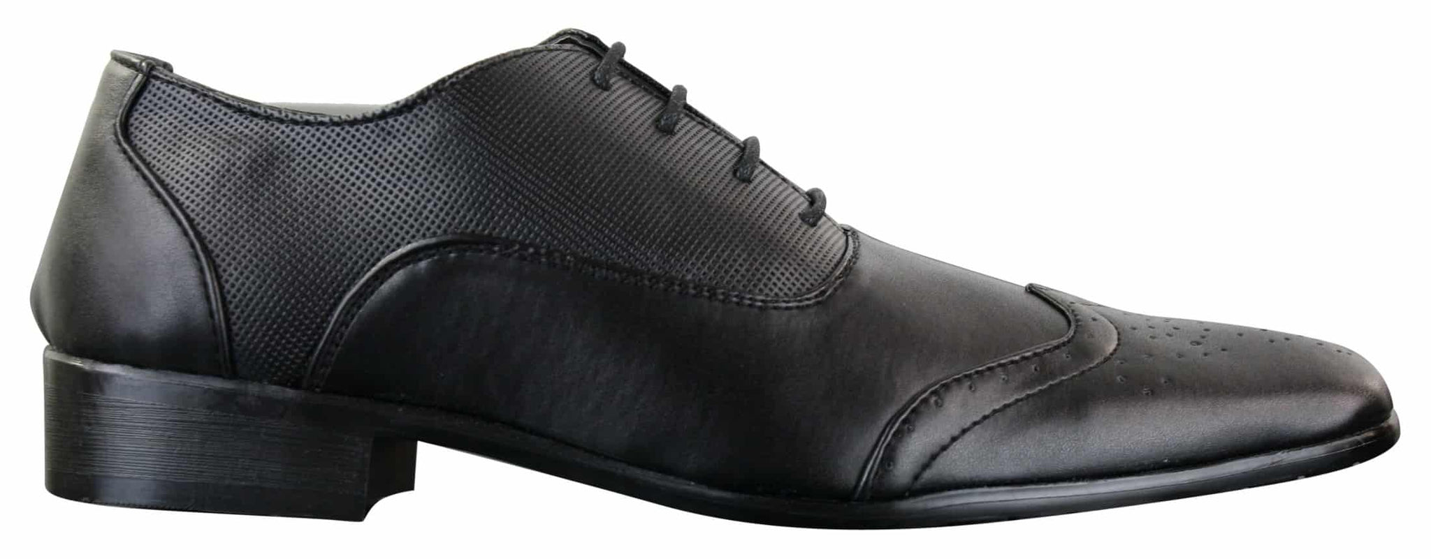 Gio Gino 907001 Sapato Brogue Masculino Preto Elegante em Couro PU com Cadarço, Estilo Clássico Italiano Gatsby