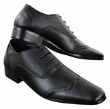 Gio Gino 907001 Sapato Brogue Masculino Preto Elegante em Couro PU com Cadarço, Estilo Clássico Italiano Gatsby