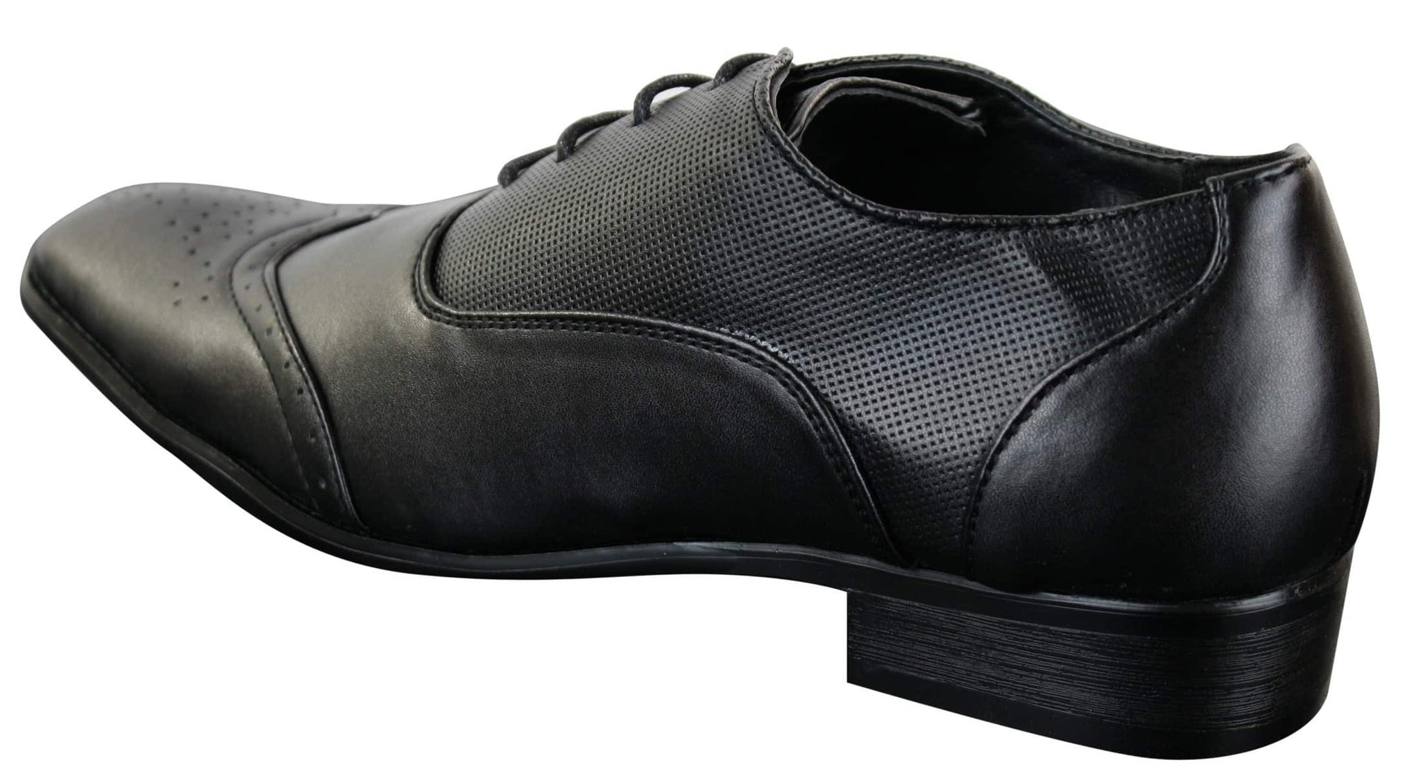 Gio Gino 907001 Sapato Brogue Masculino Preto Elegante em Couro PU com Cadarço, Estilo Clássico Italiano Gatsby