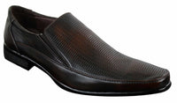 Sapatos sociais masculinos marrons e pretos, estilo slip-on, em couro PU texturizado, design italiano.