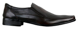 Sapatos sociais masculinos marrons e pretos, estilo slip-on, em couro PU texturizado, design italiano.