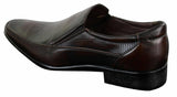 Sapatos sociais masculinos marrons e pretos, estilo slip-on, em couro PU texturizado, design italiano.