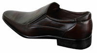 Sapatos sociais masculinos marrons e pretos, estilo slip-on, em couro PU texturizado, design italiano.