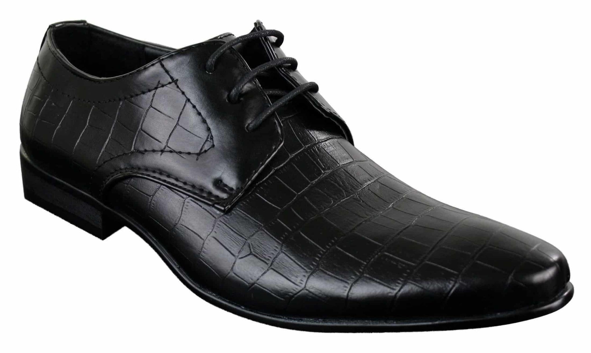 Sapatos masculinos de couro PU com estampa de crocodilo, nas cores preto, bege e marrom, com cadarço e bico fino.