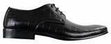 Sapatos masculinos de couro PU com estampa de crocodilo, nas cores preto, bege e marrom, com cadarço e bico fino.