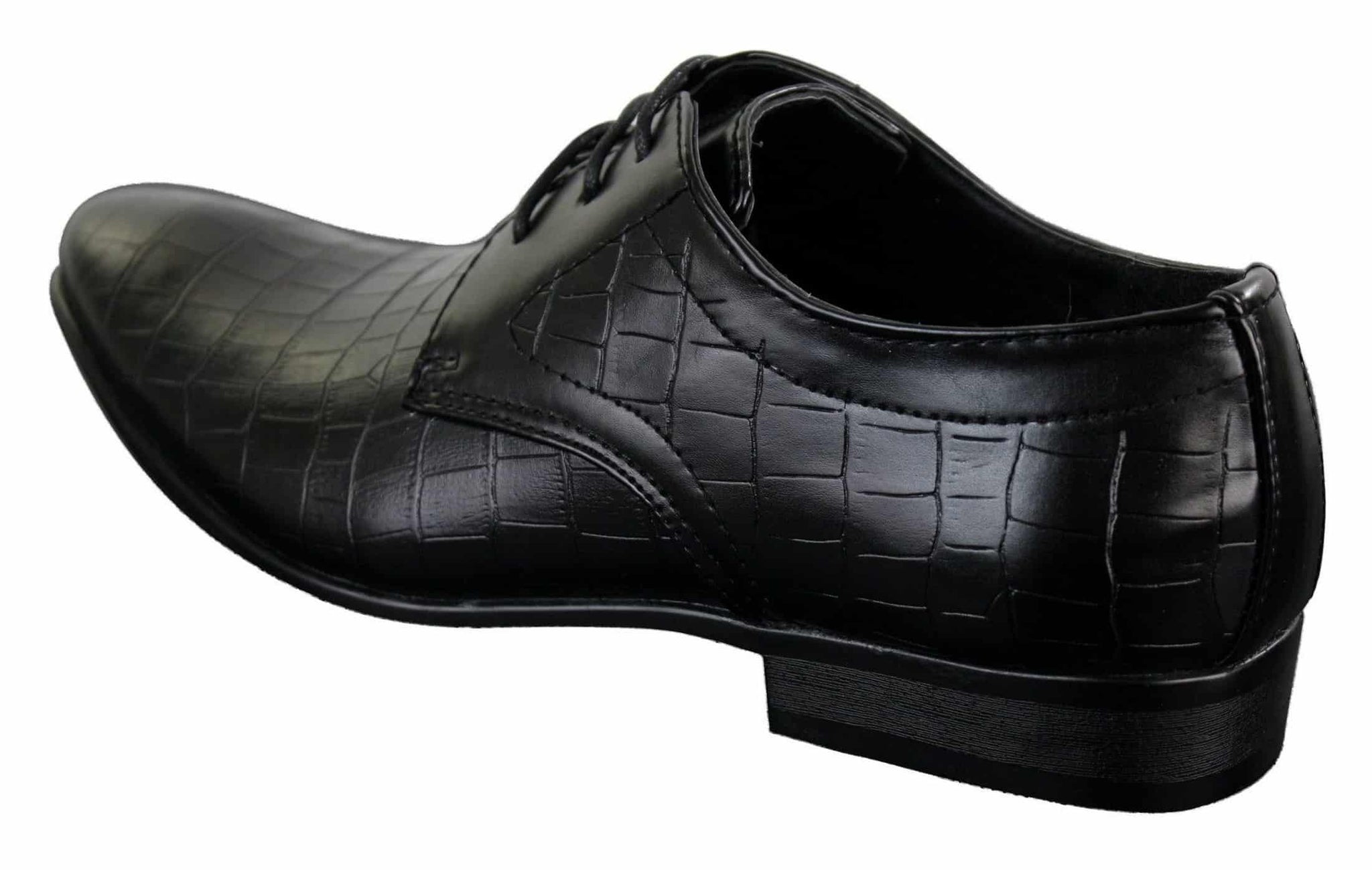 Sapatos masculinos de couro PU com estampa de crocodilo, nas cores preto, bege e marrom, com cadarço e bico fino.