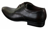 Sapatos masculinos de couro PU com estampa de crocodilo, nas cores preto, bege e marrom, com cadarço e bico fino.