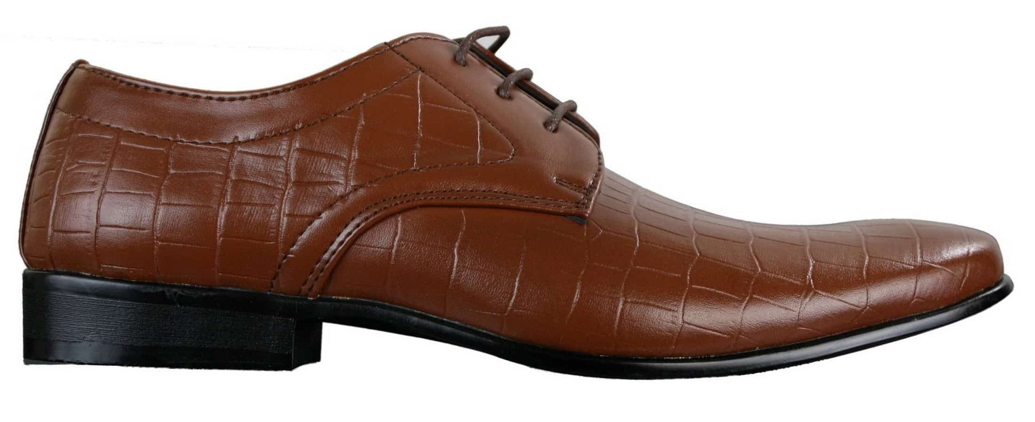 Sapatos masculinos de couro PU com estampa de crocodilo, nas cores preto, bege e marrom, com cadarço e bico fino.