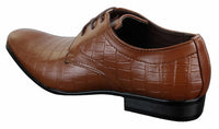 Sapatos masculinos de couro PU com estampa de crocodilo, nas cores preto, bege e marrom, com cadarço e bico fino.