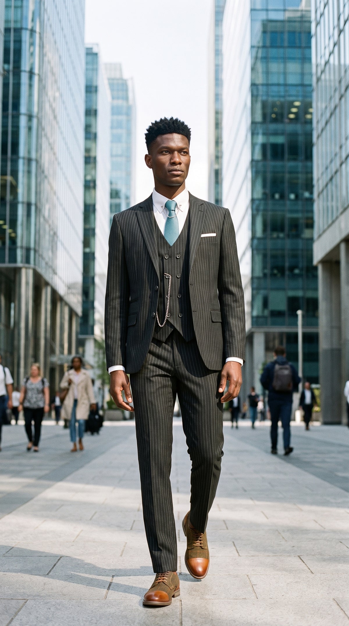 Look #276 styled with Terno masculino preto de três peças com risca de giz