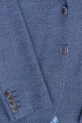 Terno AK-09 masculino de 3 peças, azul, com estampa Príncipe de Gales.