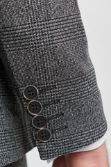 Terno masculino cinza xadrez Glen de 3 peças