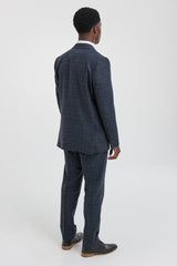 Terno masculino azul xadrez tartan de 3 peças