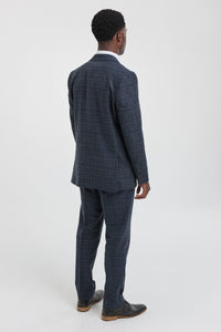 Terno masculino azul xadrez tartan de 3 peças